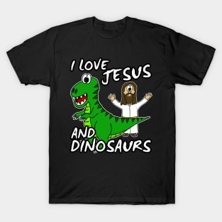 I Love Jesus And Dinosaurs Church Humor T-Shirt